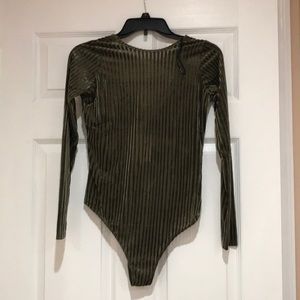 Striped velvet bodysuit
